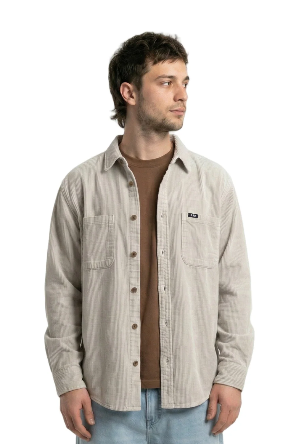 BamBooBay Chill Cord Mens Long Sleeve Shirt Marshmallow