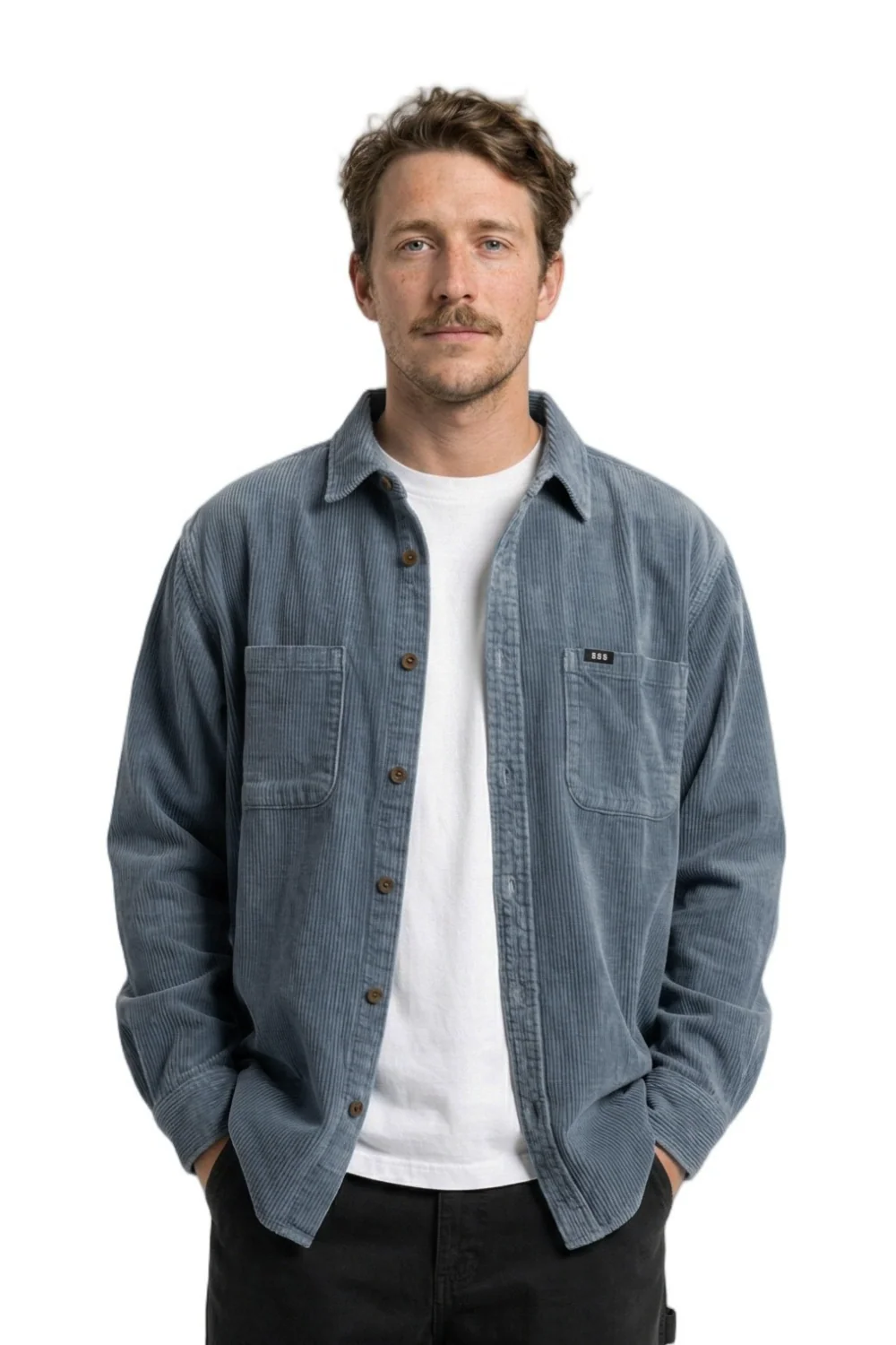 BamBooBay Chill Cord Mens Long Sleeve Shirt Navy