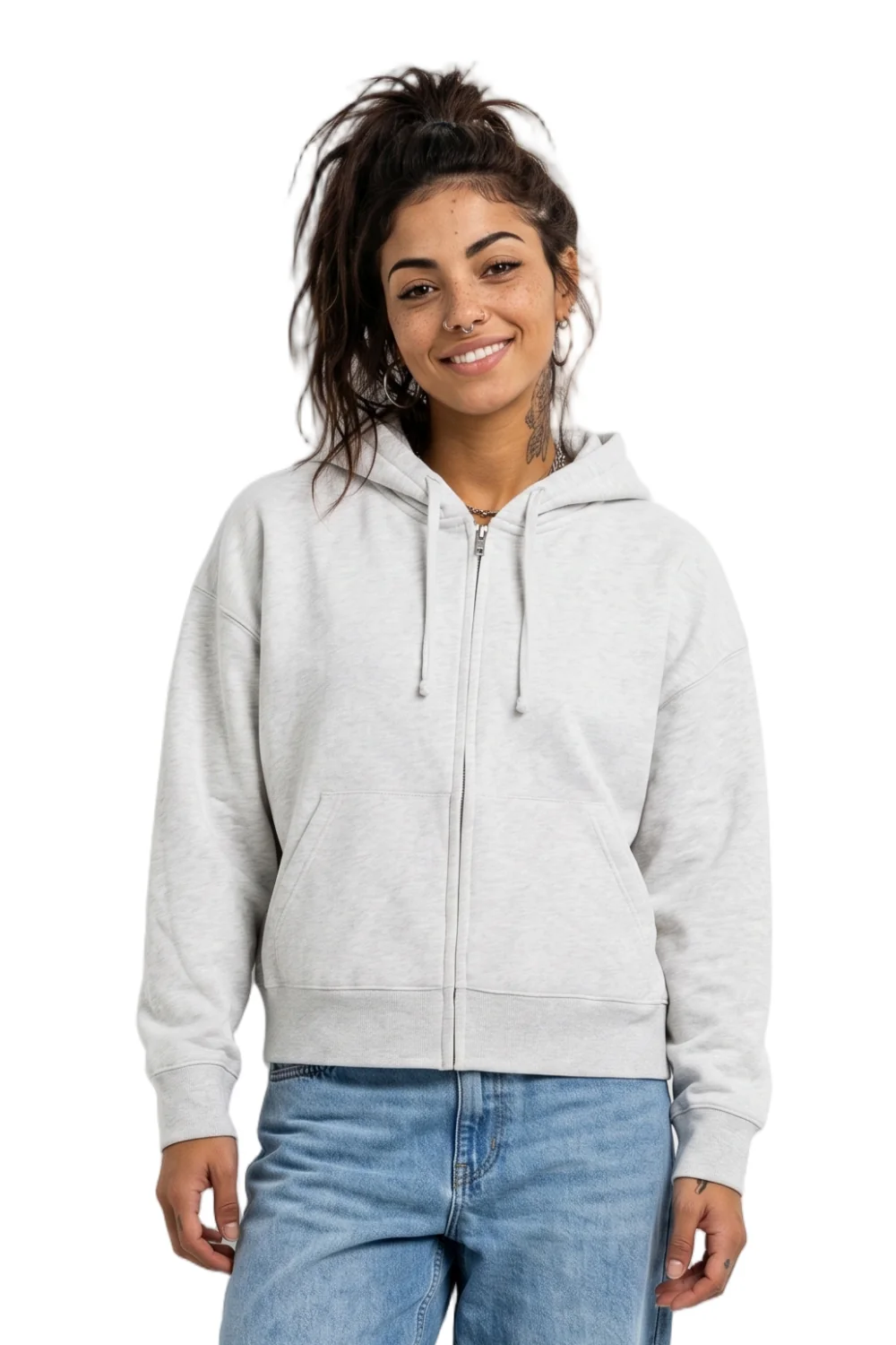 BamBooBay Mountain Badge Womens Hoodie Cool Heather Grey - Image 2