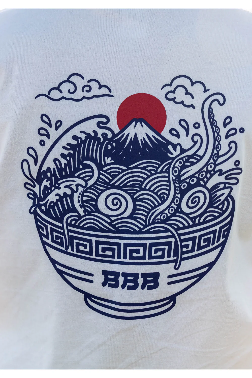 BamBooBay Ramen Mens T-Shirt Stone Wash White - Image 4