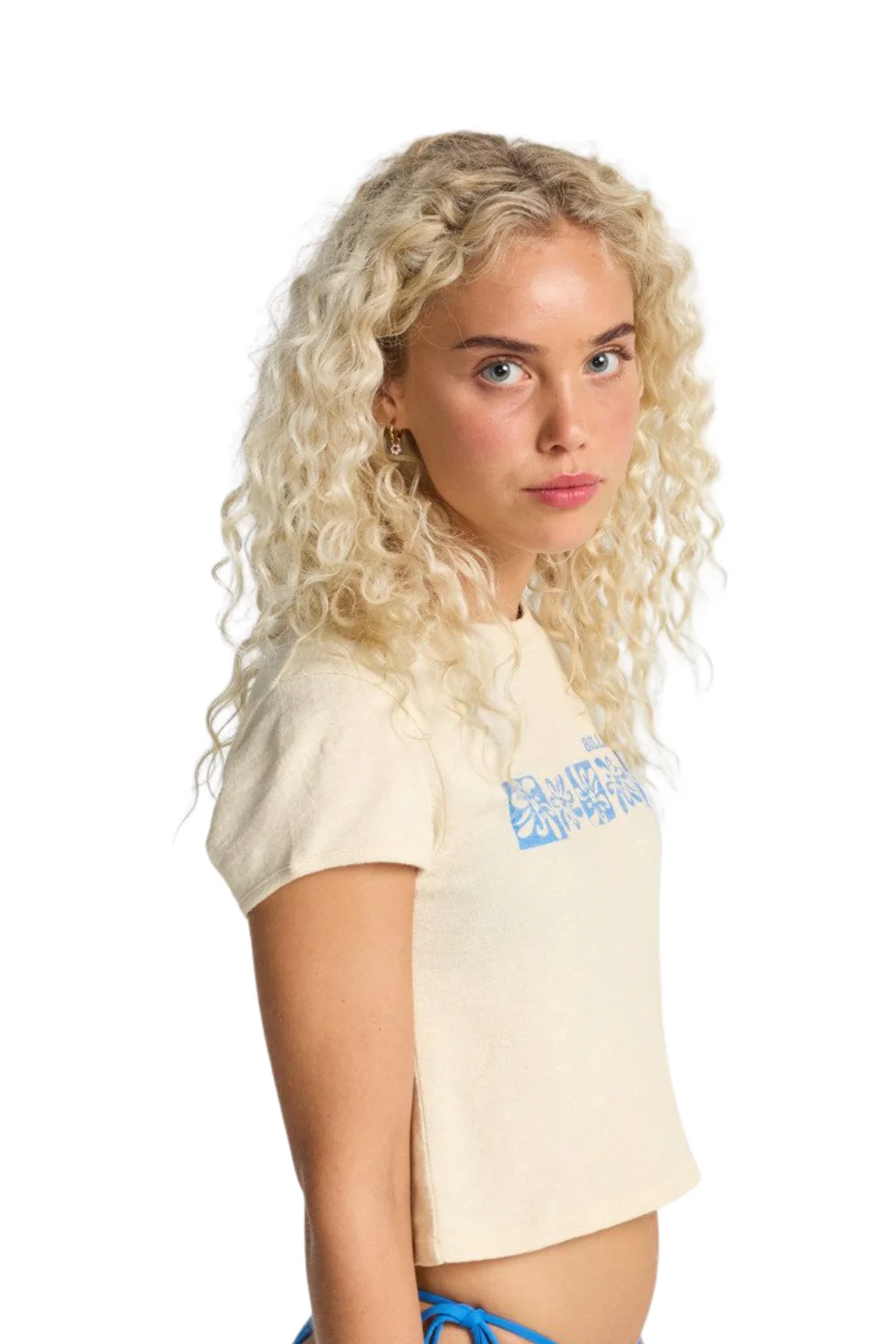 Billabong Baby Tee Womens Cropped T-Shirt White Cap - Image 3