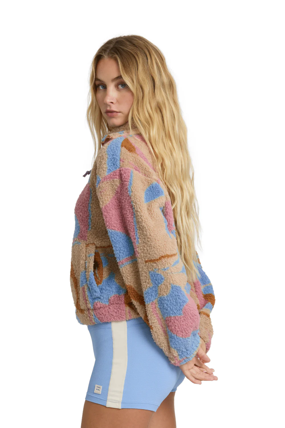 Billabong Barra Womens Half Zip Fleece Oatmeal - Image 3