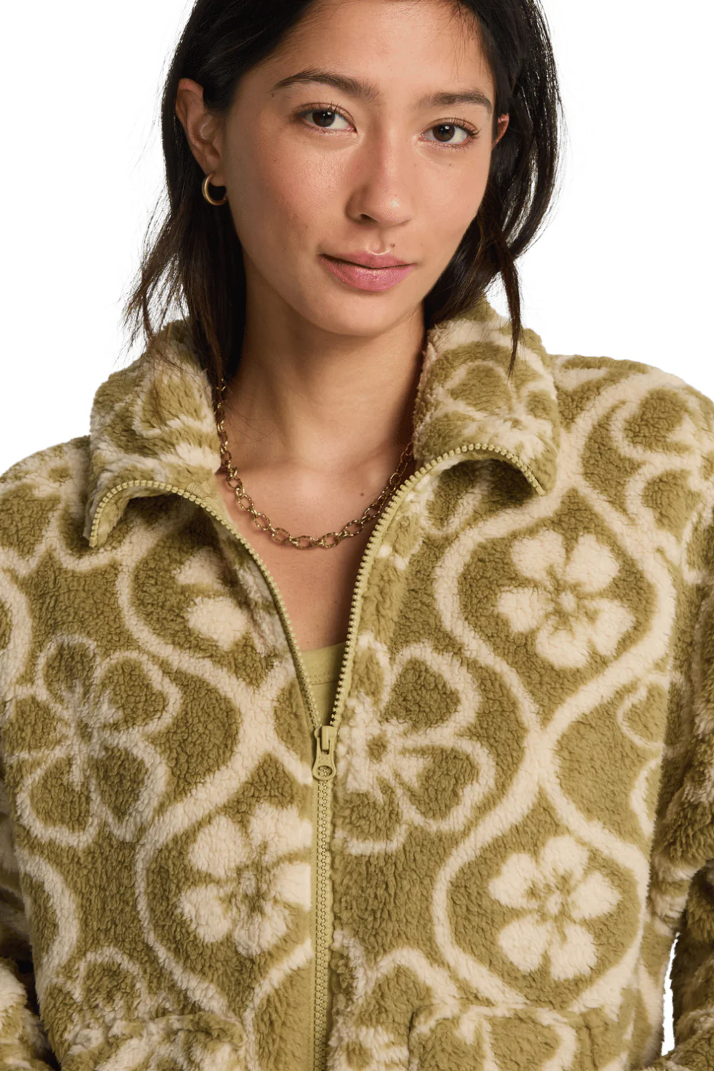 Billabong First Light Womens Full Zip Fleece Cactus Green - Image 4