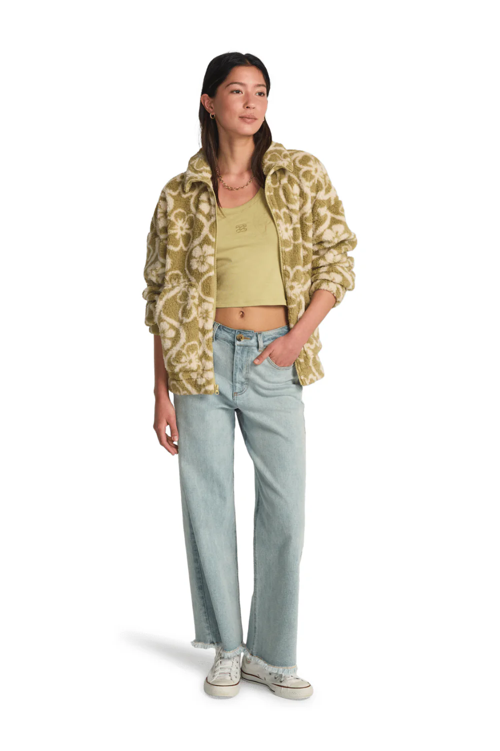 Billabong First Light Womens Full Zip Fleece Cactus Green - Image 6