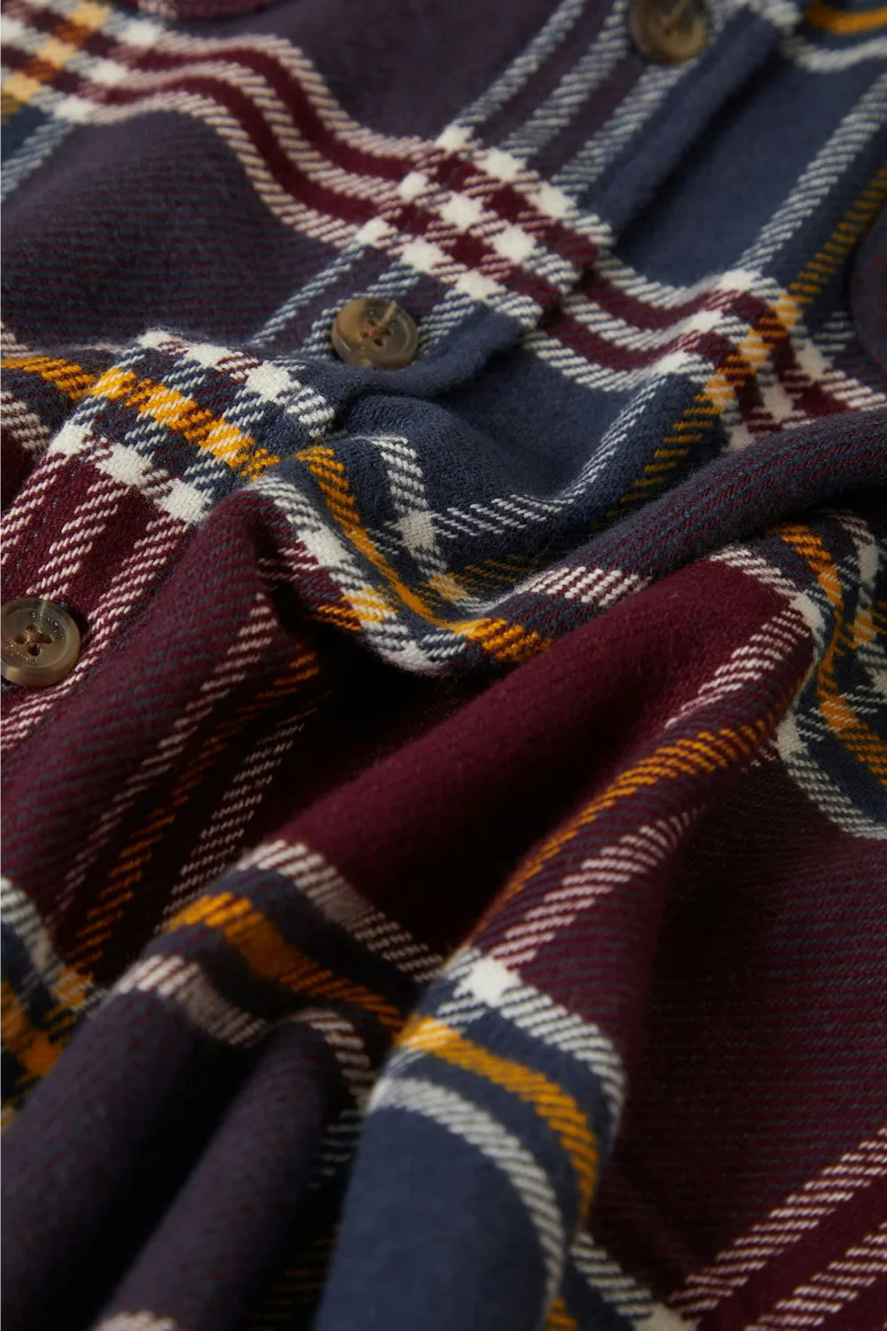 Brixton Bowery Flannel Shirt Mood Indigo Port Saffron - Image 5