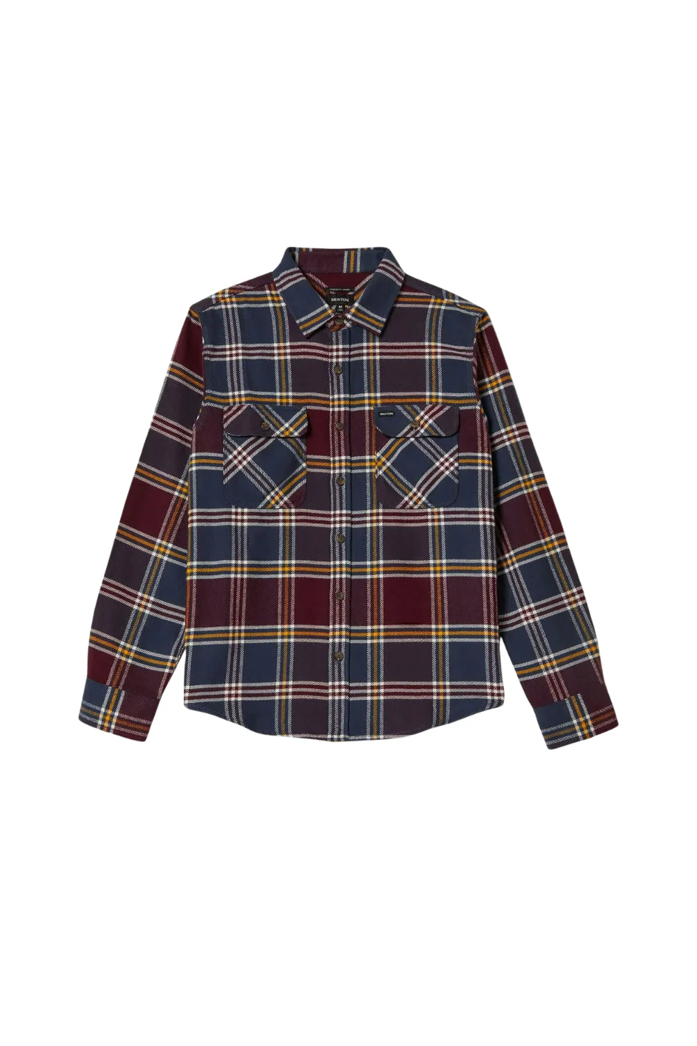 Brixton Bowery Flannel Shirt Mood Indigo Port Saffron - Image 7