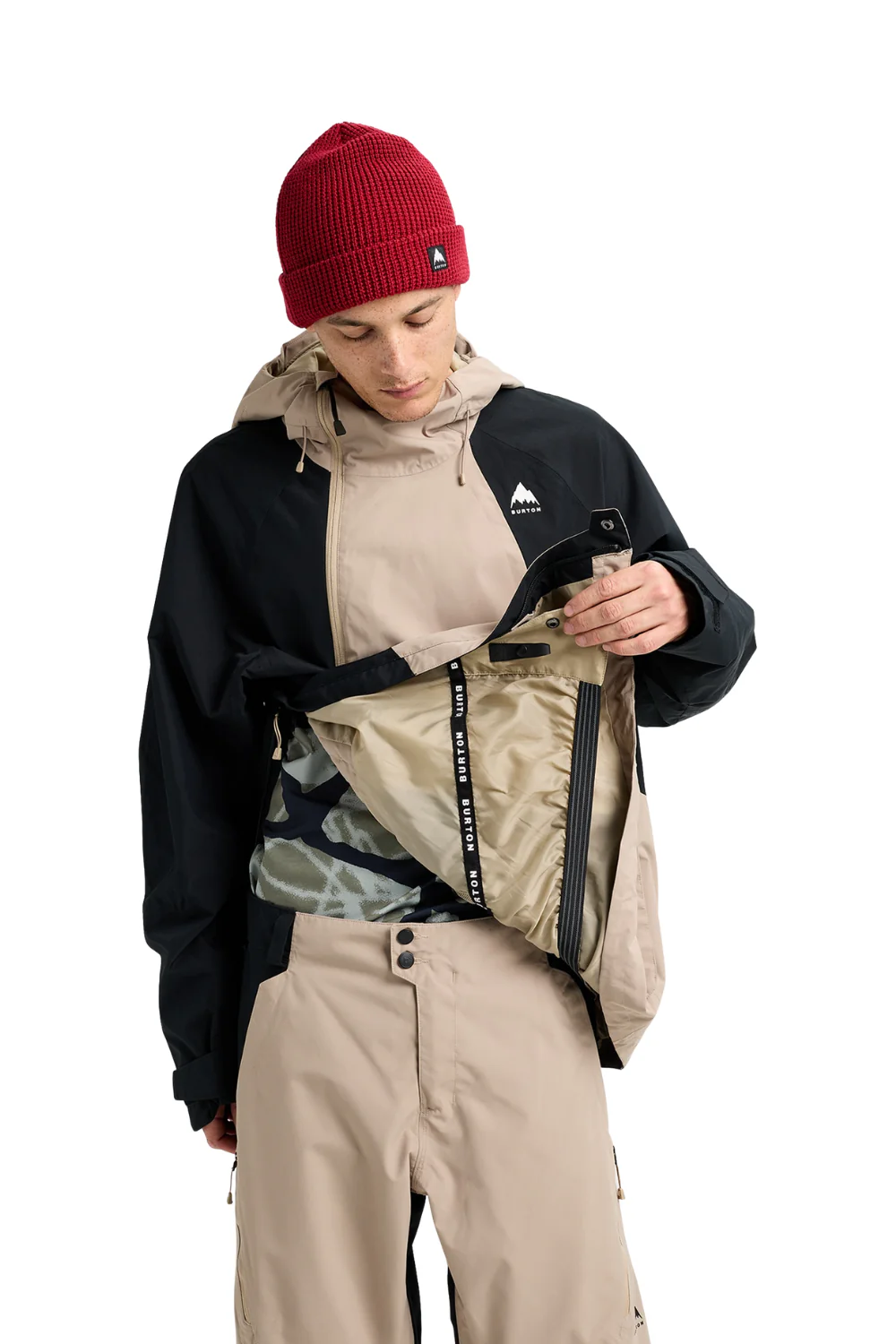 Burton Mens Reserve 2L Relaxed Snowboard Anorak Summit Taupe/True Black - Image 3