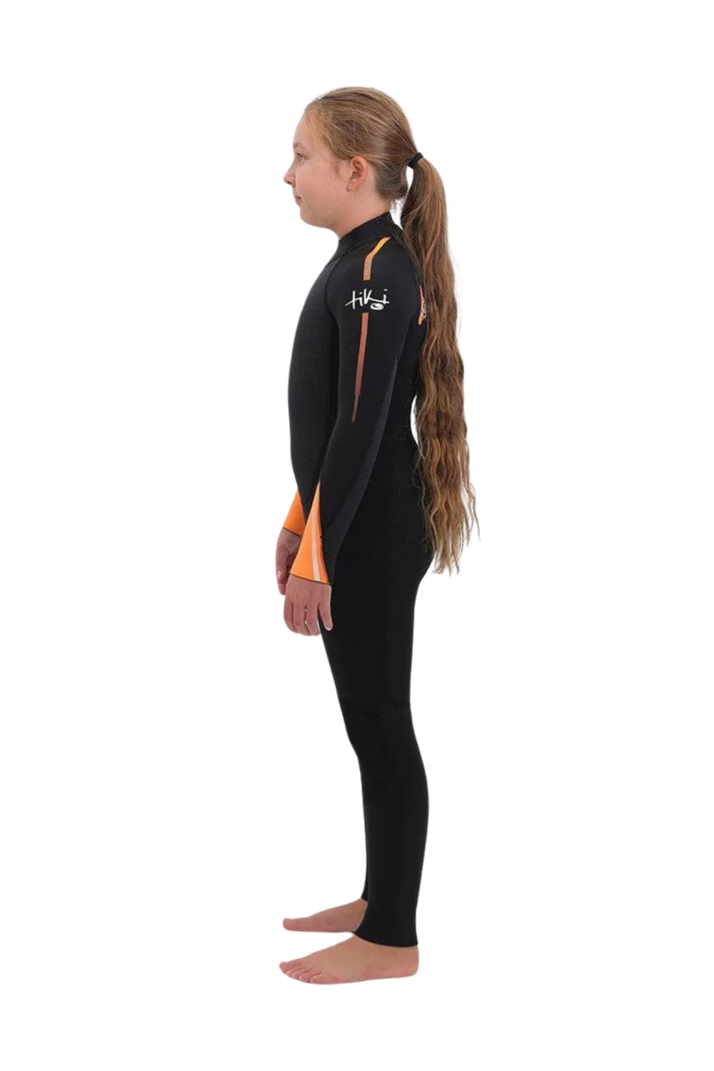 Tiki Tech 4/3mm Junior Wetsuit Back Zip Black/Orange - Image 4