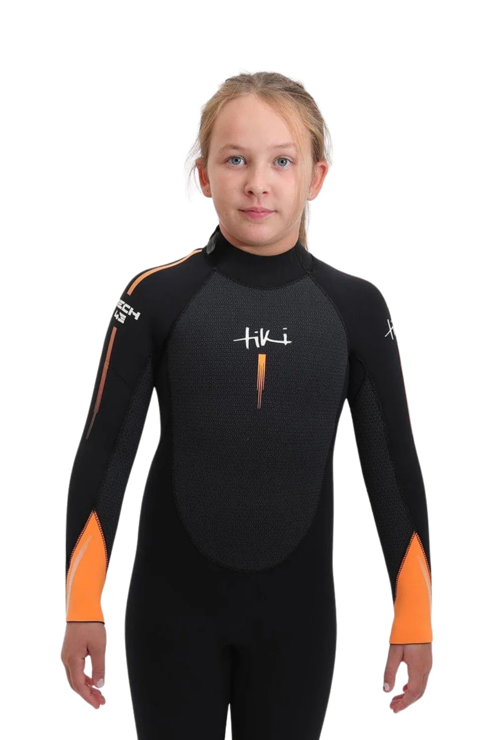 Tiki Tech 4/3mm Junior Wetsuit Back Zip Black/Orange - Image 5