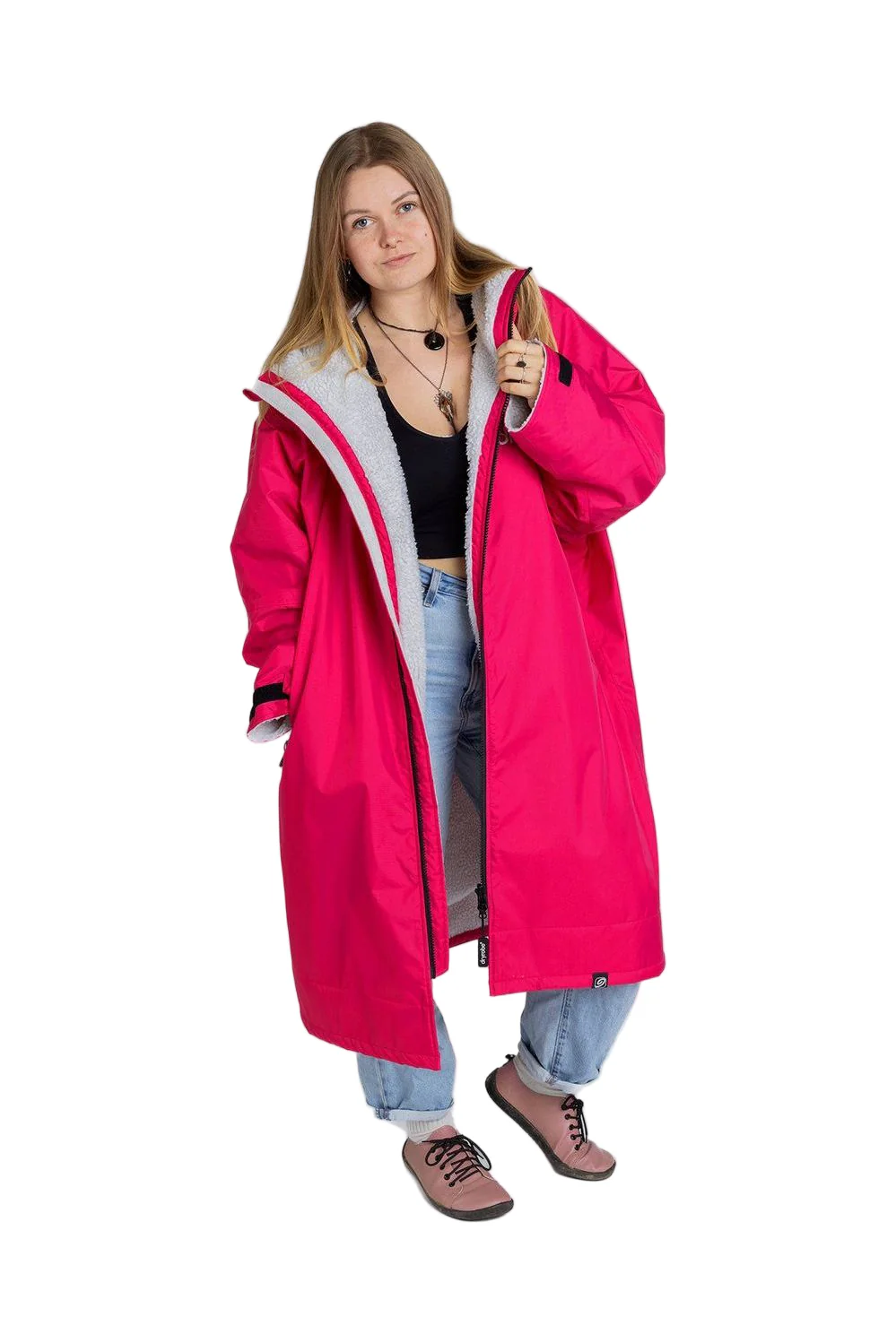 Dryrobe Advance Adult Long Sleeve Changing Robe Pink Light Grey