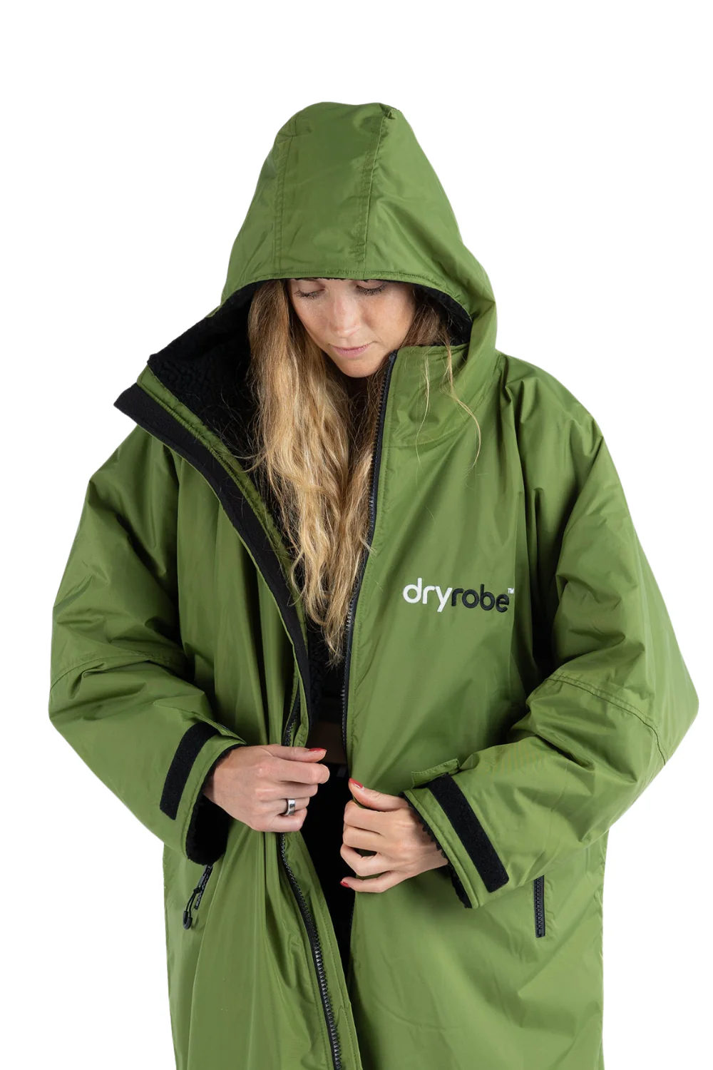 Dryrobe Advance Long Sleeve Changing Robe Forest Green/Black - Image 2