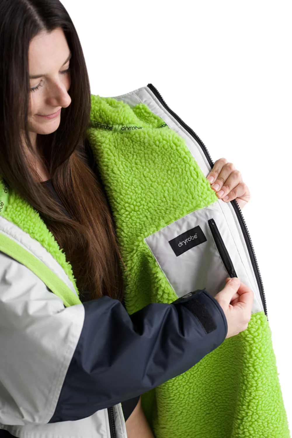 Dryrobe Advance Adults Long Sleeve Changing Robe Anthracite/Lime - Image 4