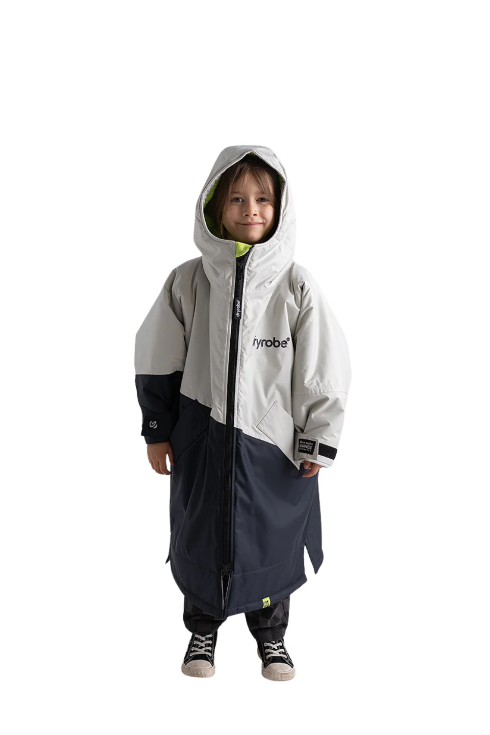 Dryrobe Advance Kids Long Sleeve Changing Robe Anthracite/Lime