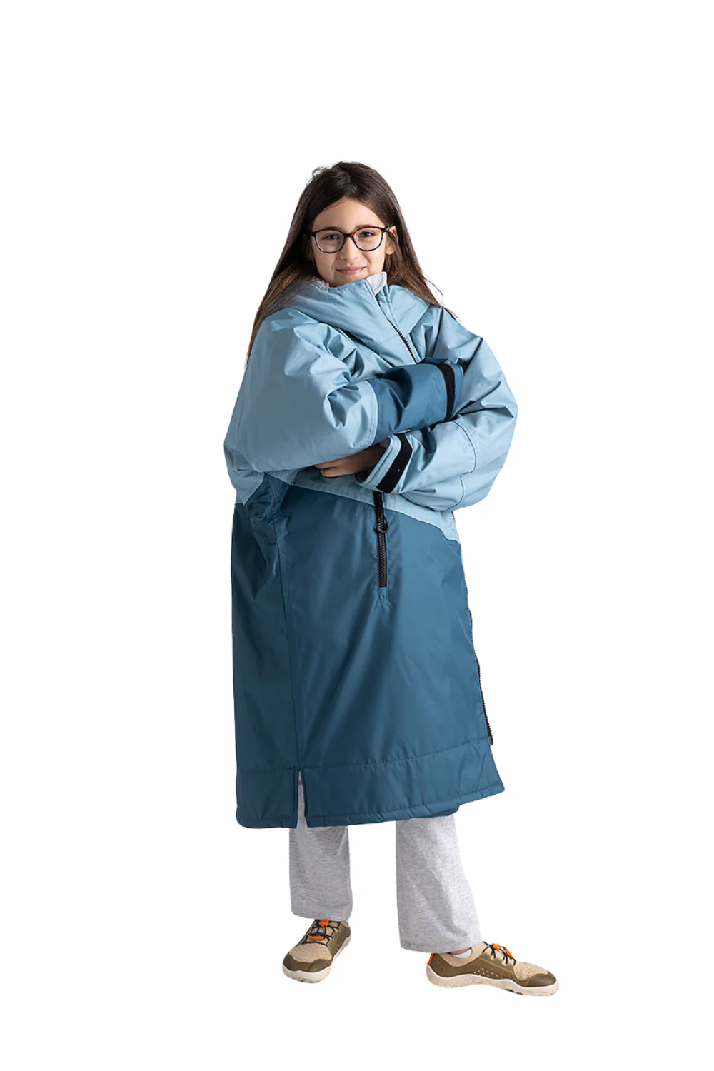 Dryrobe Advance Kids Long Sleeve Changing Robe Blue/Light Grey
