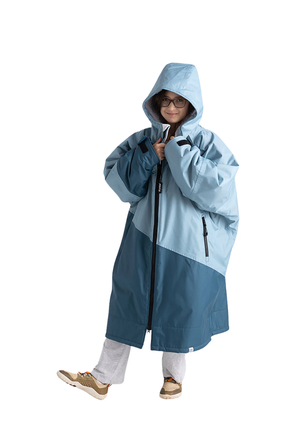 Dryrobe Advance Kids Long Sleeve Changing Robe Blue/Light Grey - Image 3