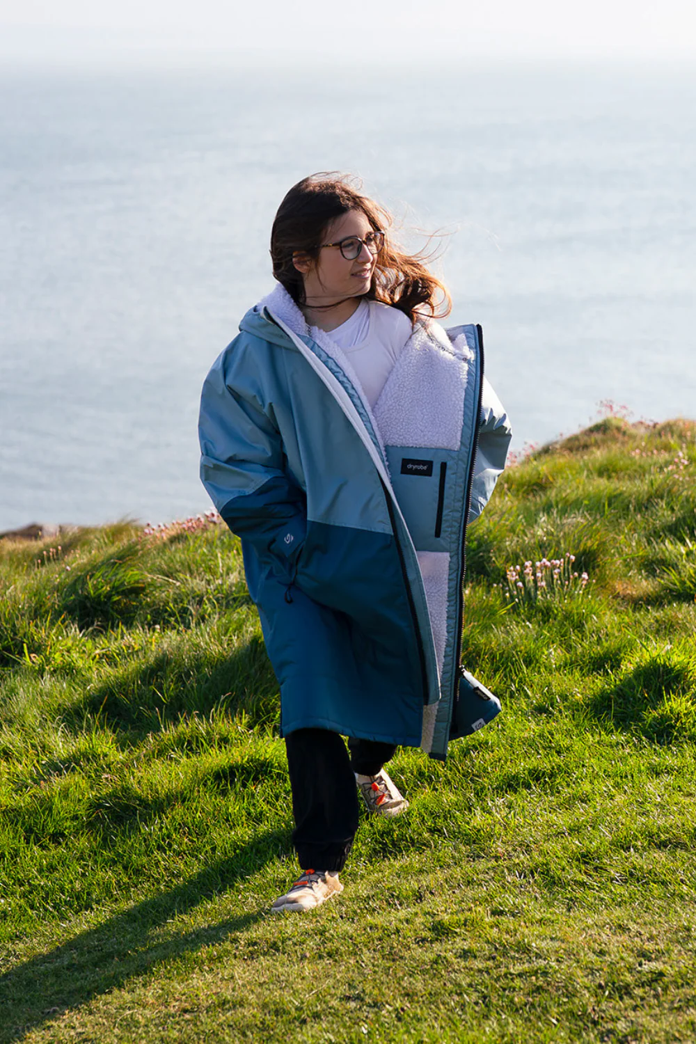 Dryrobe Advance Kids Long Sleeve Changing Robe Blue/Light Grey - Image 5