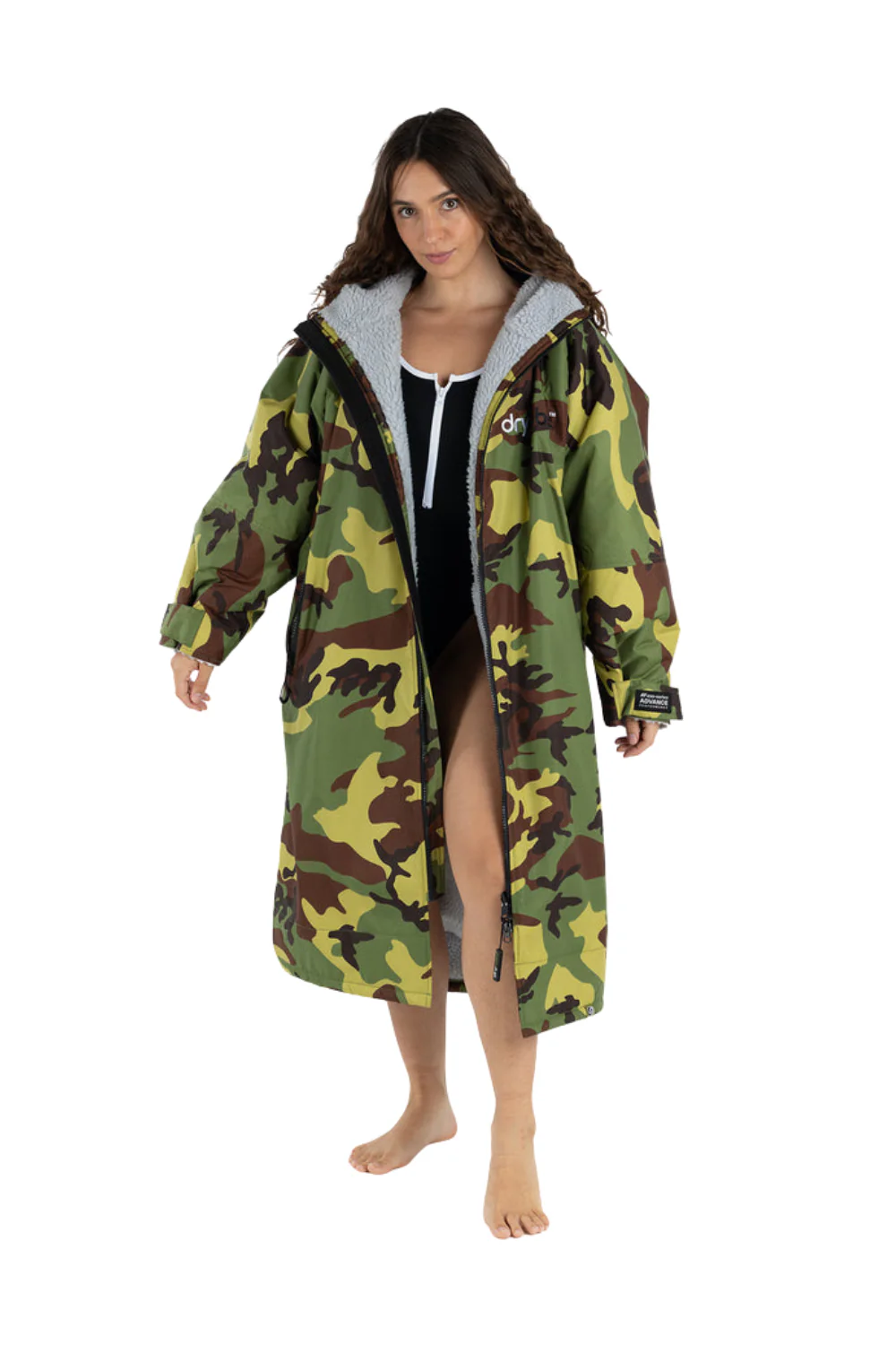 Dryrobe Adults Remix Long Sleeve Changing Robe Green Camo/Grey - Image 3