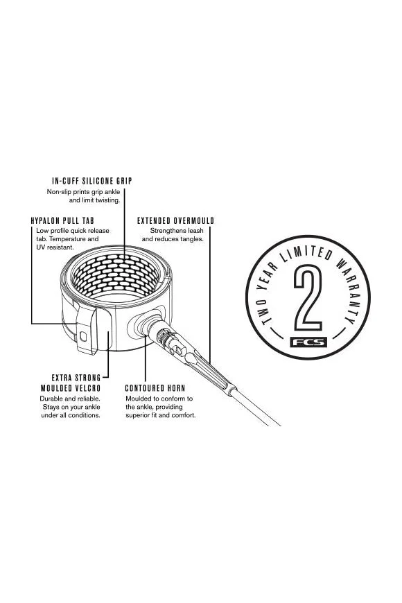 FCS All Round Essential Surfboard Leash Black - Image 2