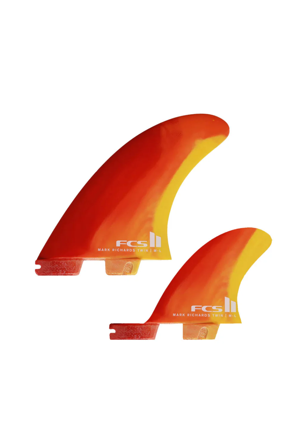 FCS II Mark Richards Twin + 1 Stabiliser PC Surfboard Fins Sunset Swirl - Image 2