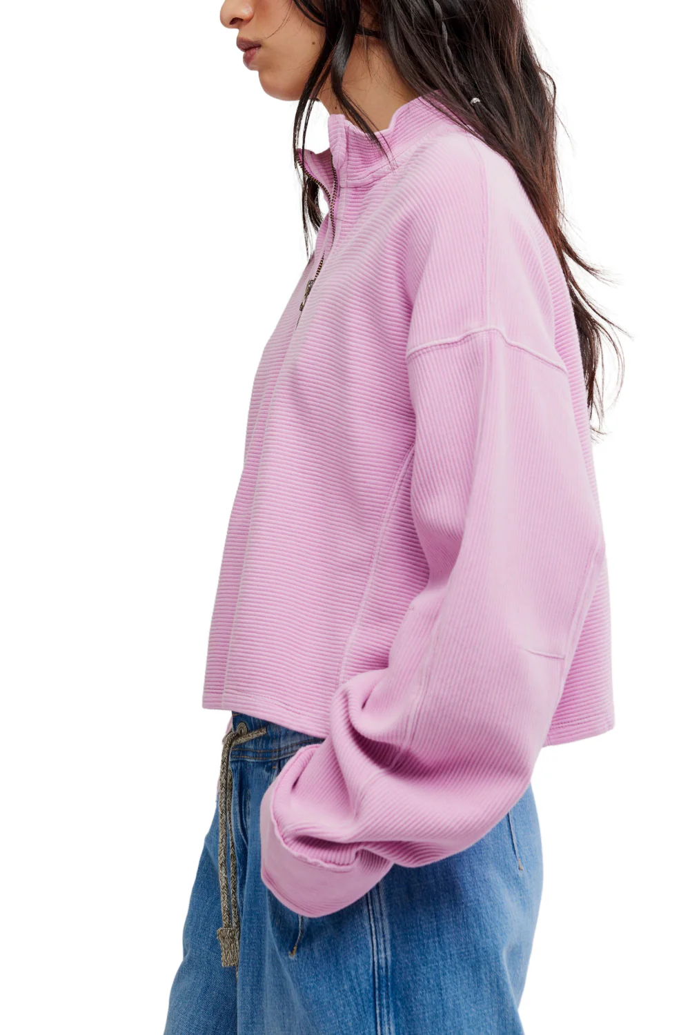 Free People Celeste Womens Quarter Zip Pullover Hummingbird - Image 3
