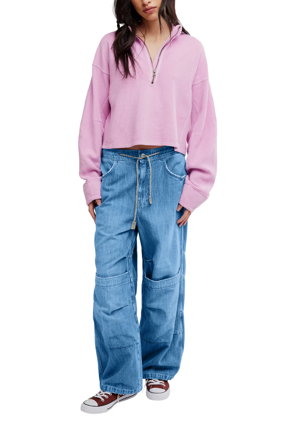 Free People Celeste Womens Quarter Zip Pullover Hummingbird - Image 5