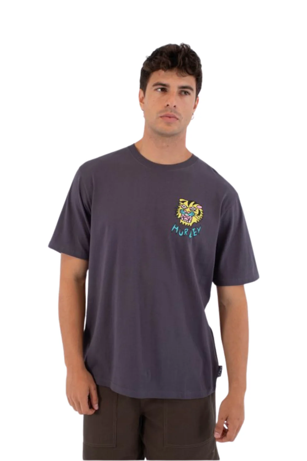 Hurley Etam Tiger Mens T-Shirt Dark Stone Grey - Image 2