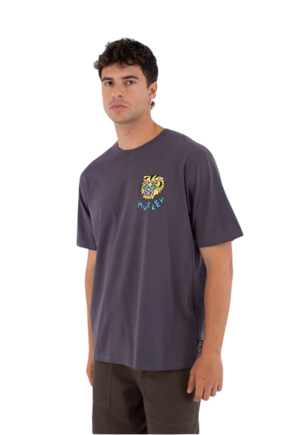 Hurley Etam Tiger Mens T-Shirt Dark Stone Grey - Image 3