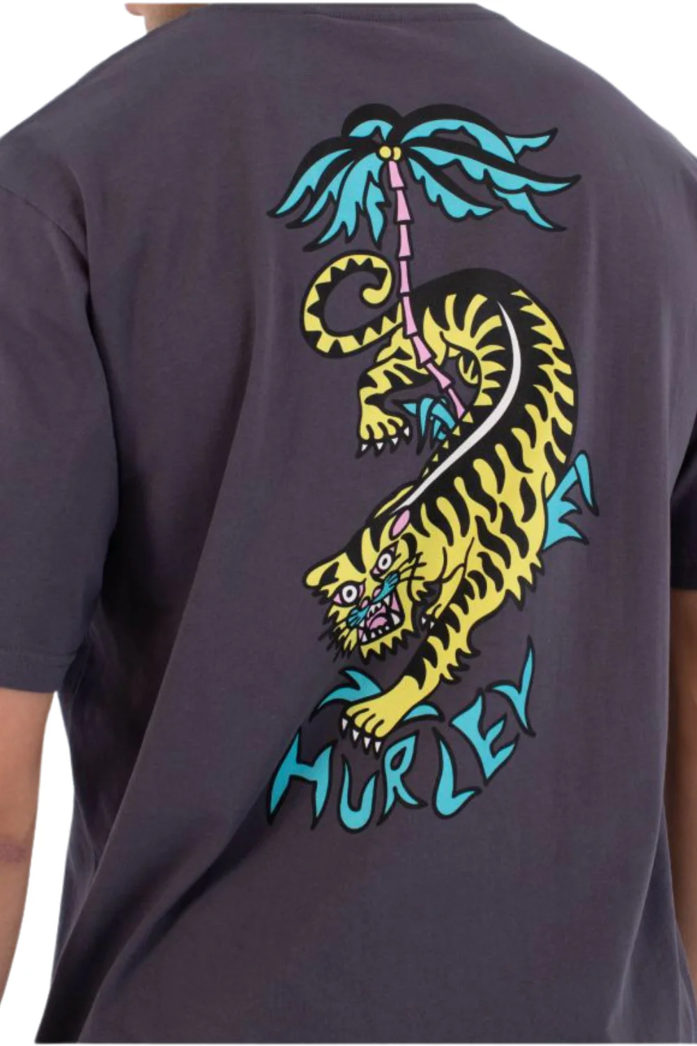 Hurley Etam Tiger Mens T-Shirt Dark Stone Grey - Image 4