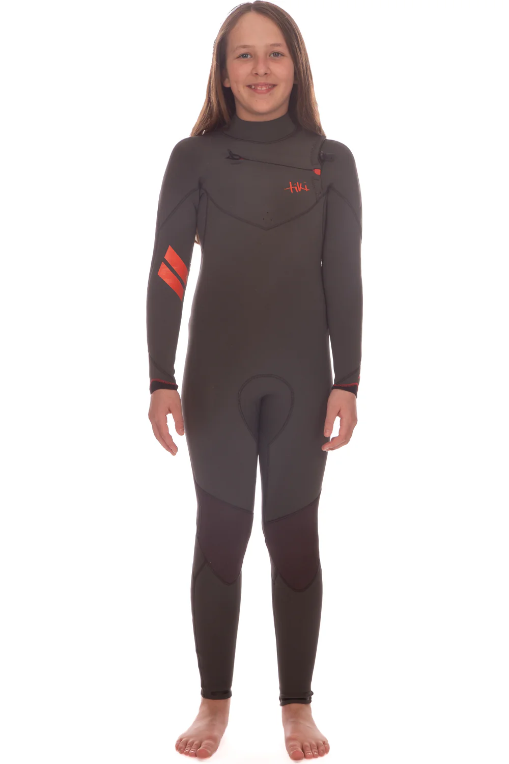 Tiki Zepha 4/3mm Junior Wetsuit Chest Zip Charcoal - Image 3