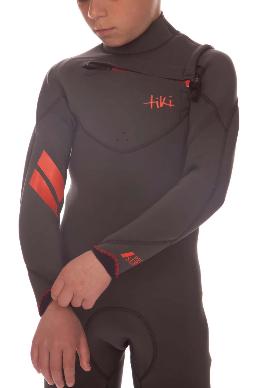 Tiki Zepha 4/3mm Junior Wetsuit Chest Zip Charcoal - Image 6