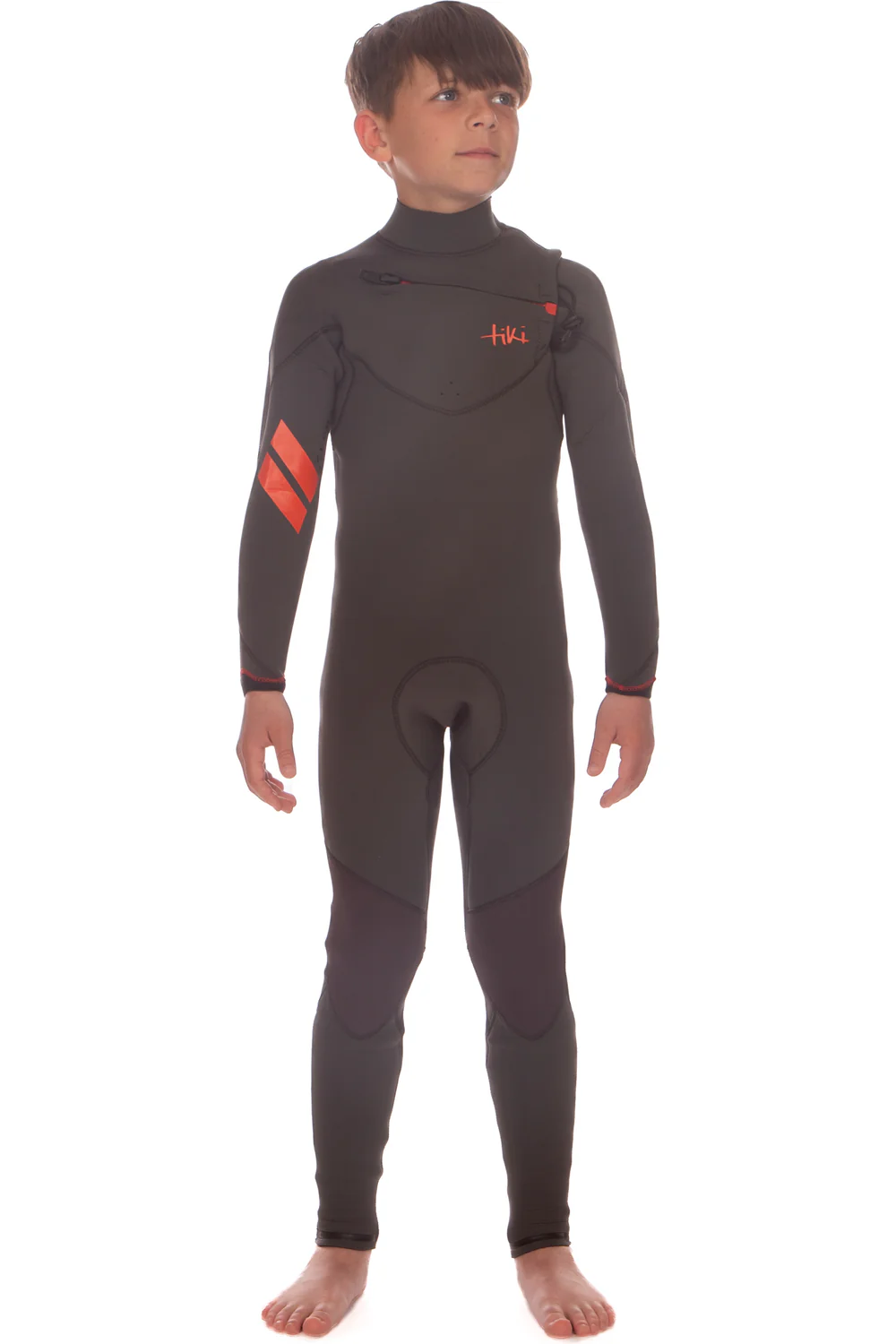Tiki Zepha 4/3mm Junior Wetsuit Chest Zip Charcoal - Image 9