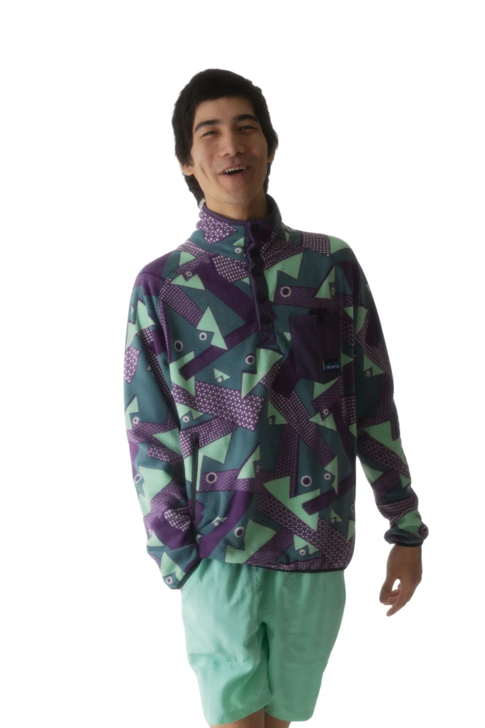 Kavu Teannaway Mens Polar Fleece Snap Pullover Mountain Court