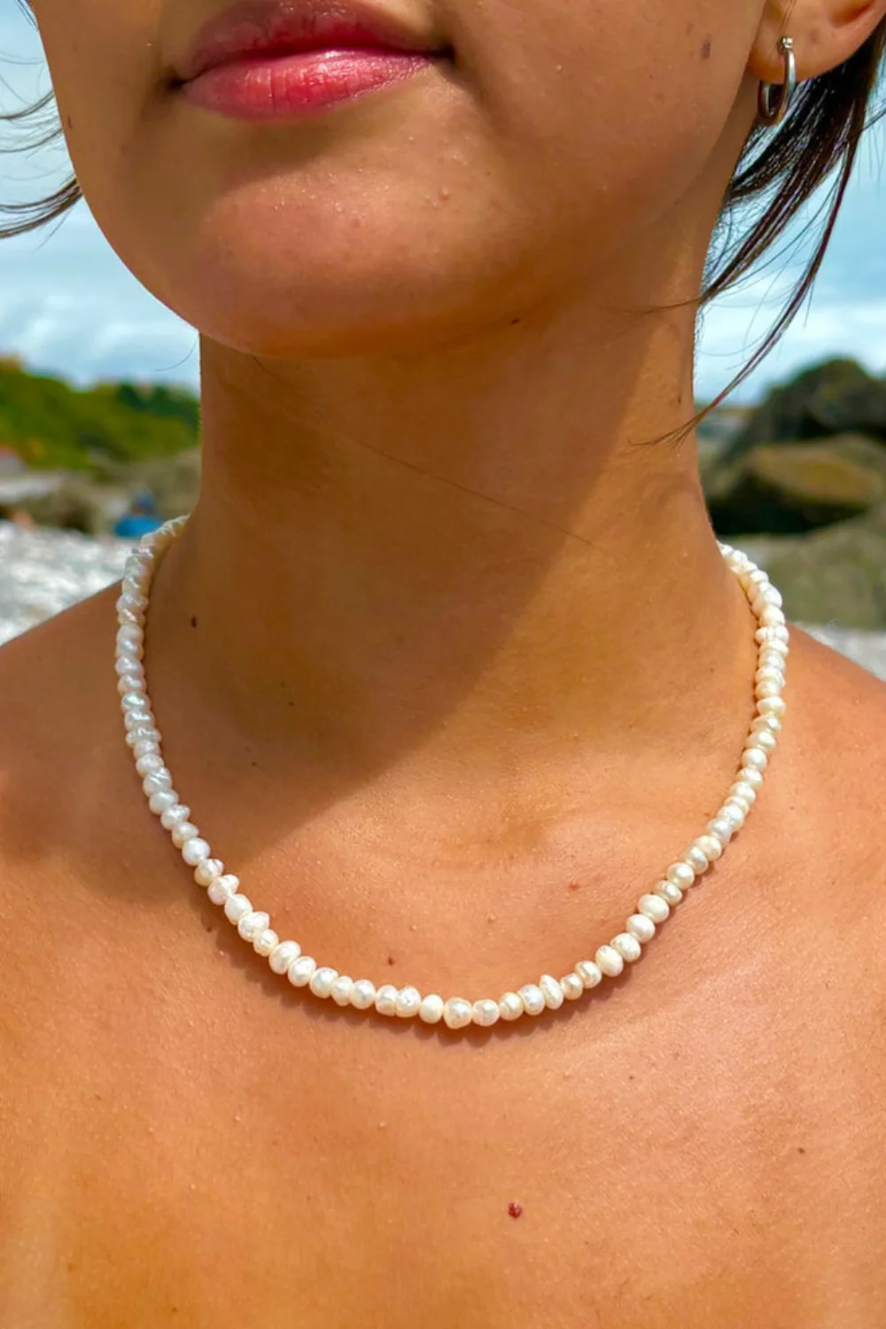 Ocean Jewel Freshwater Pearl Necklace Silver Closure - Image 3