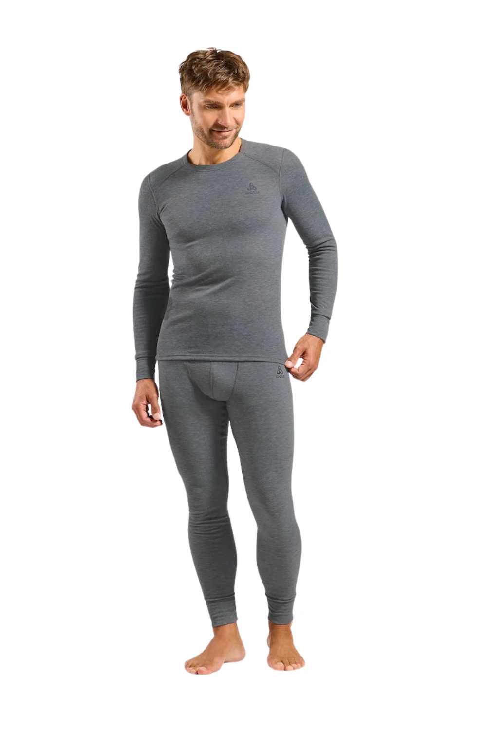 Odlo Active Warm Mens Base Layer Pants Steel Grey Melange - Image 4