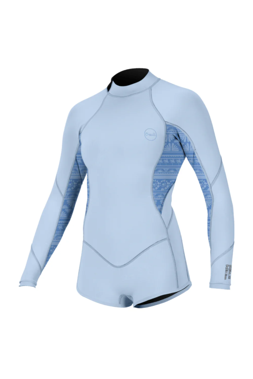 O'Neill Bahia 2/1mm Girls Spring Wetsuit Long Sleeve Back Zip Chambray Blue/Surf Abstract/Chambray Blue