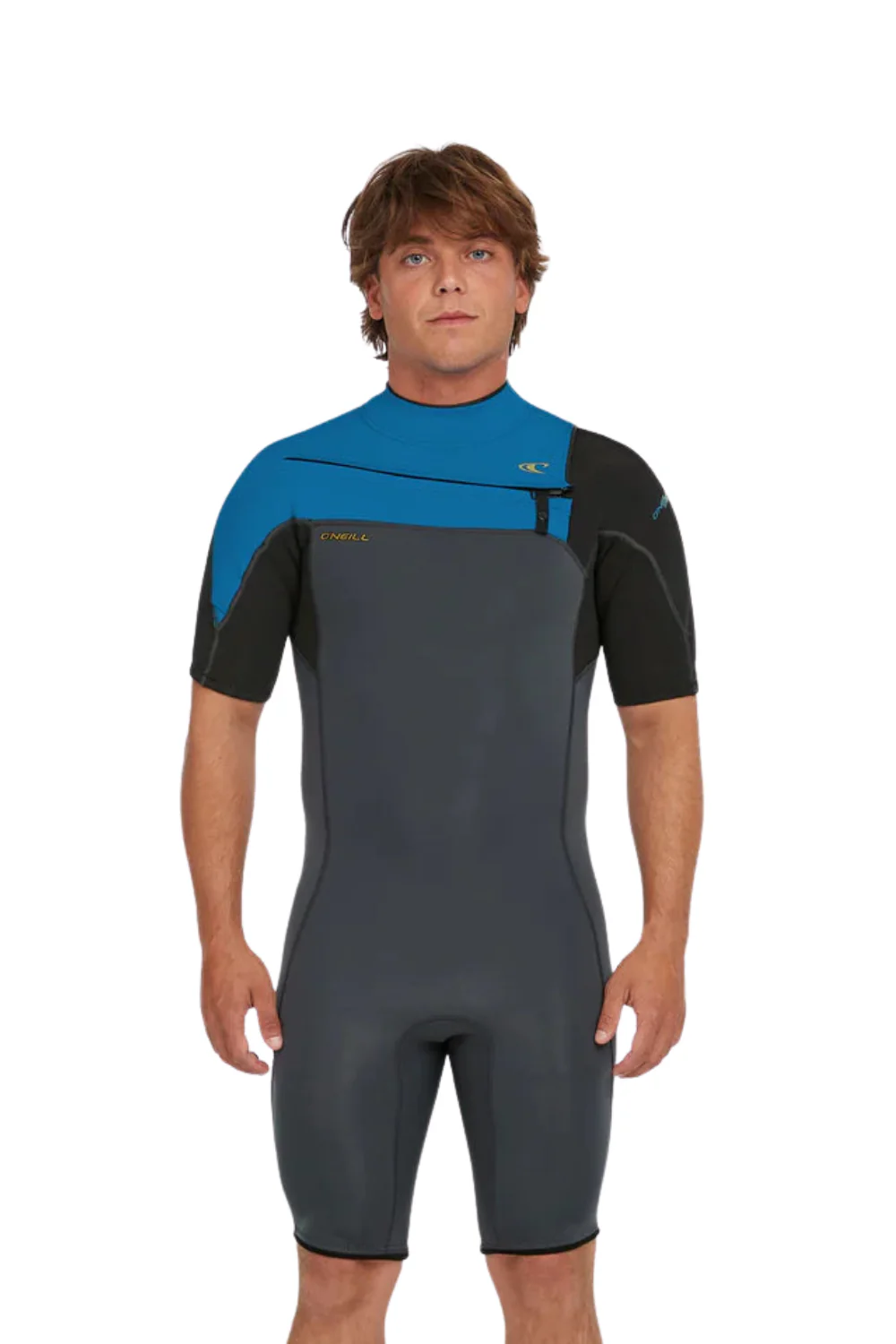 O'Neill Hammer 2mm Mens Spring Wetsuit Short Sleeve Chest Zip Graphite/Black/Ocean