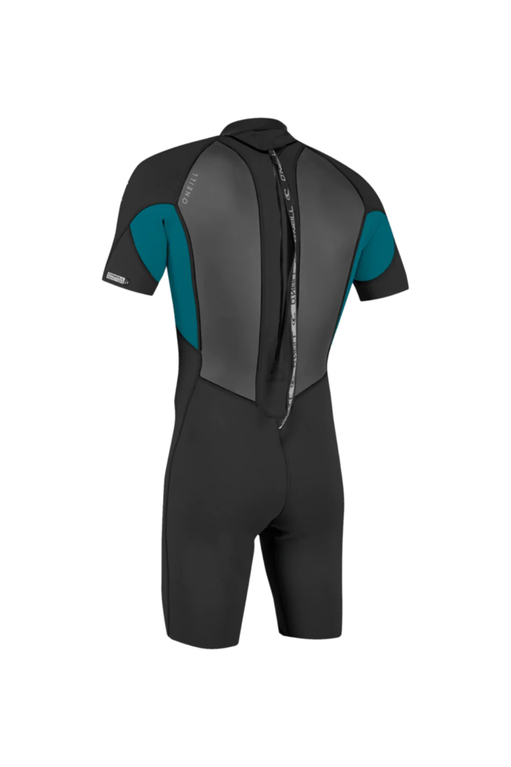 O'Neill Reactor-2 2mm Mens Spring Wetsuit Short Sleeve Back Zip Black/Tidepool - Image 2
