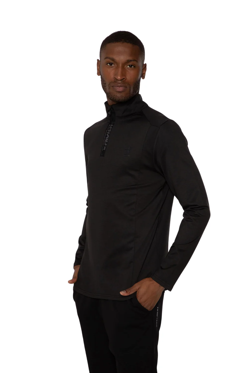 Protest Rewill Mens 1/4 Zip Mid Layer Top True Black