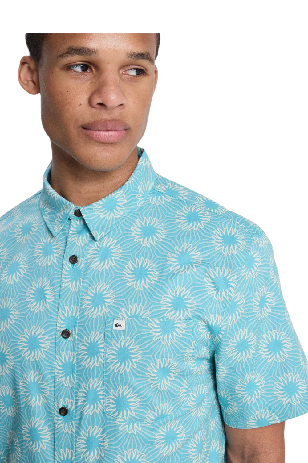 Quiksilver Apero Classic Mens Short Sleeve Shirt Aqua Ocean Mayhem 32 - Image 3