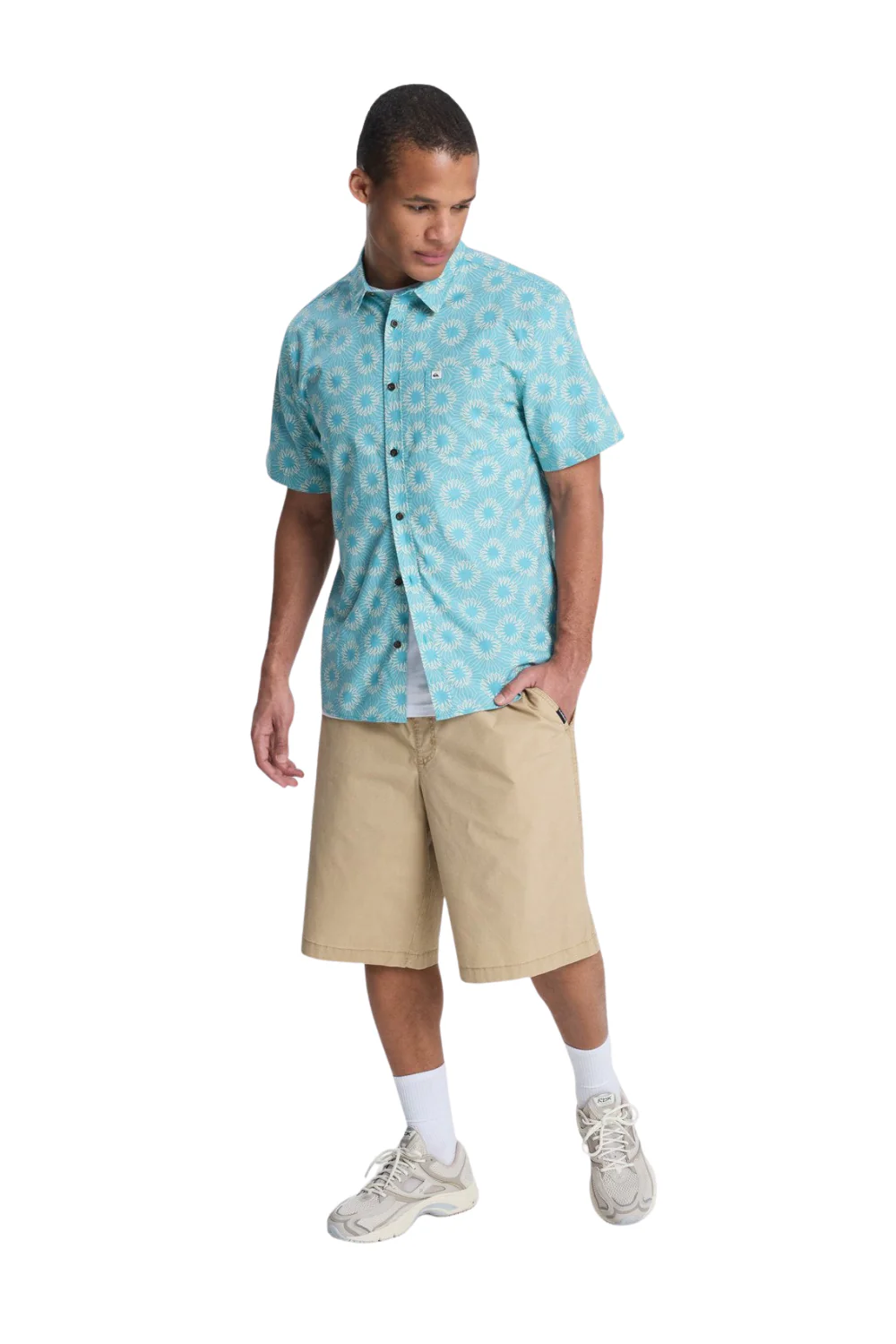 Quiksilver Apero Classic Mens Short Sleeve Shirt Aqua Ocean Mayhem 32 - Image 4