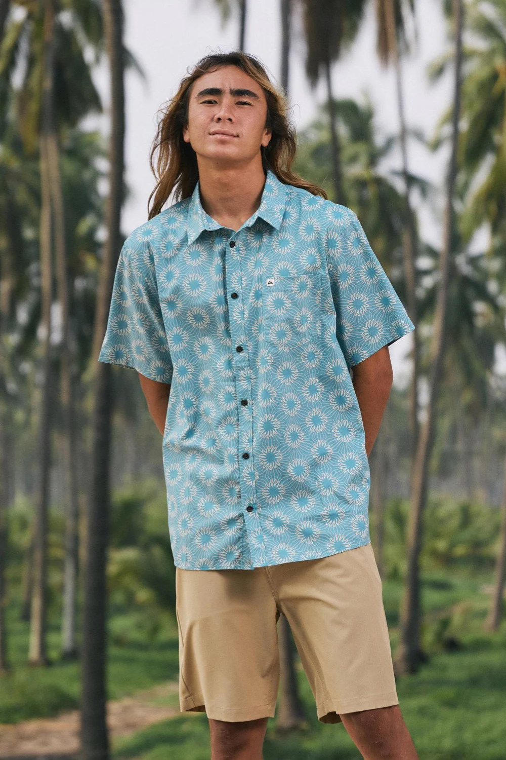 Quiksilver Apero Classic Mens Short Sleeve Shirt Aqua Ocean Mayhem 32 - Image 7