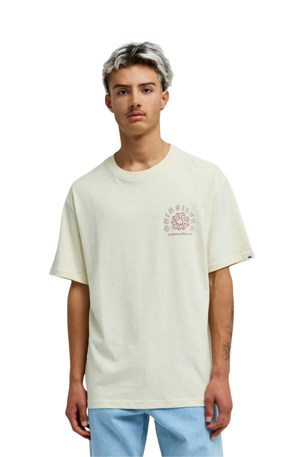 Quiksilver Curve Palm Mens T-Shirt Bone White - Image 2