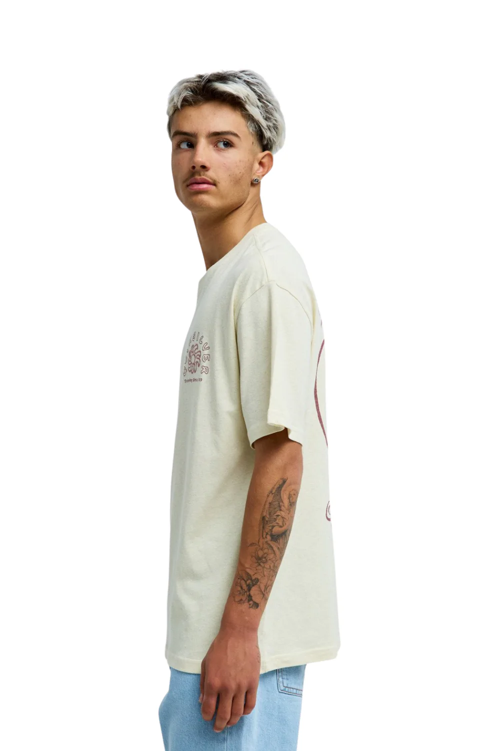 Quiksilver Curve Palm Mens T-Shirt Bone White - Image 3