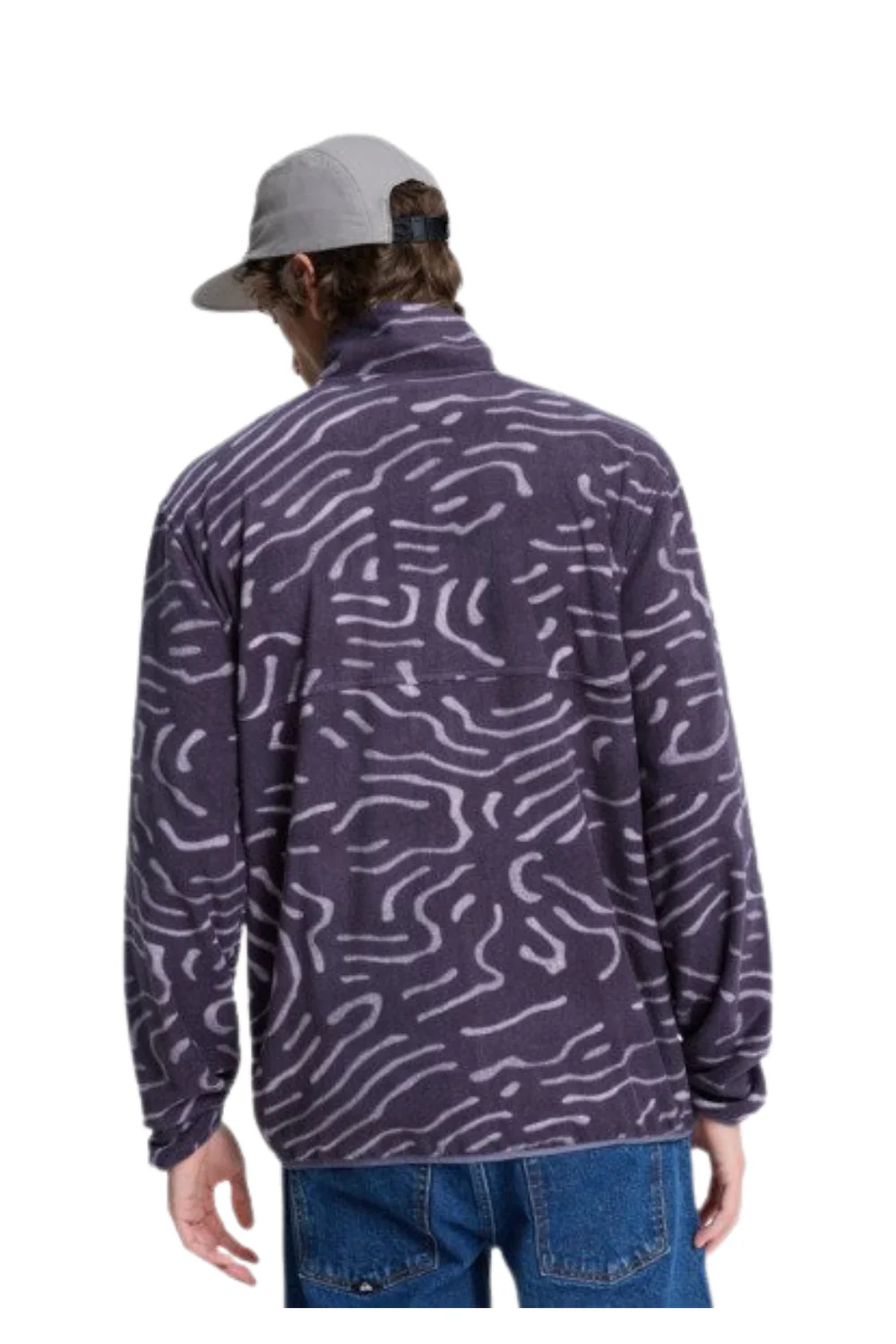 Quiksilver Mens No Destination Full Zip Micro Fleece Graystone Linear Stamp - Image 2