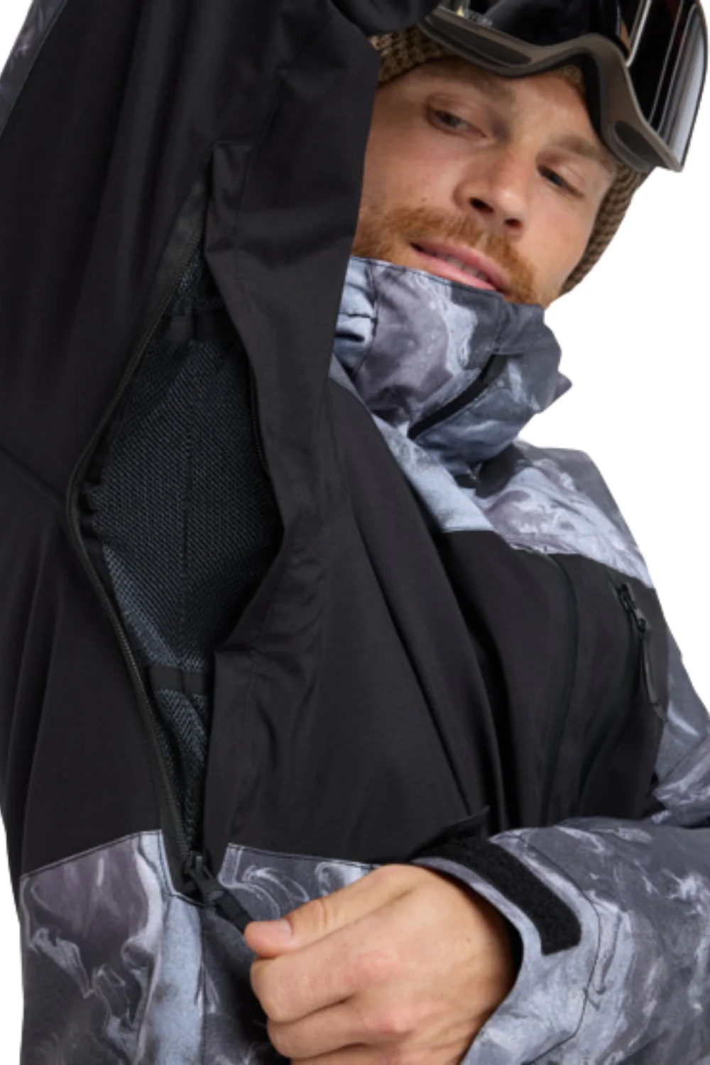 Quiksilver Mens Sycamore Printed Technical Ski and Snowboard Jacket Thermostamp Grayscale - Image 6