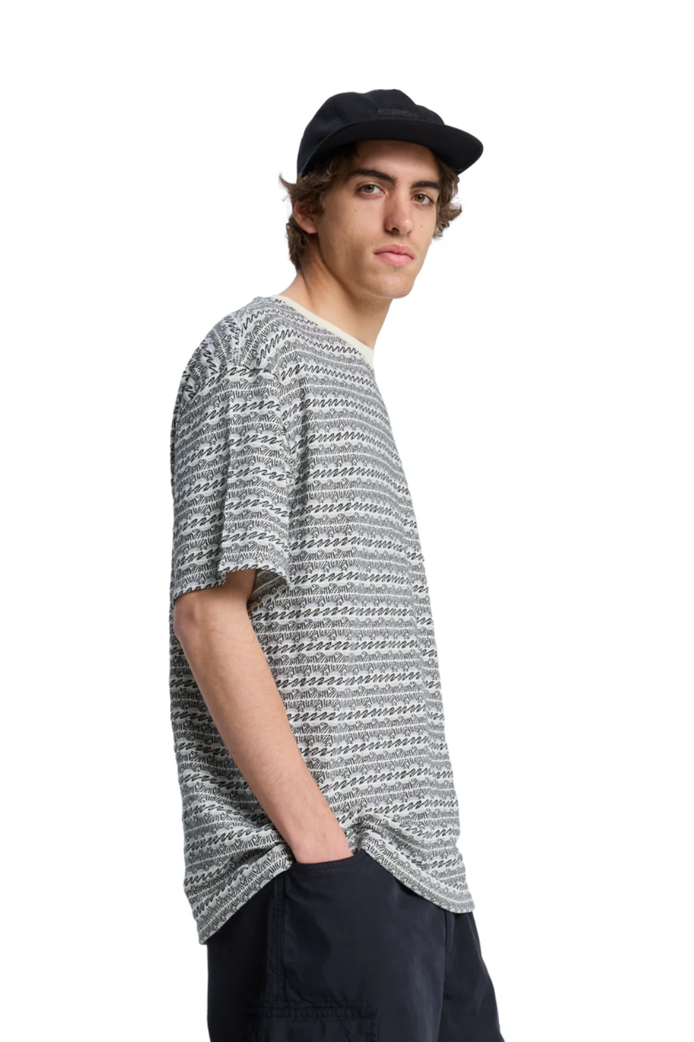 Quiksilver Okano Jacquard Mens T-Shirt Bone White Horizons Horizontal - Image 4