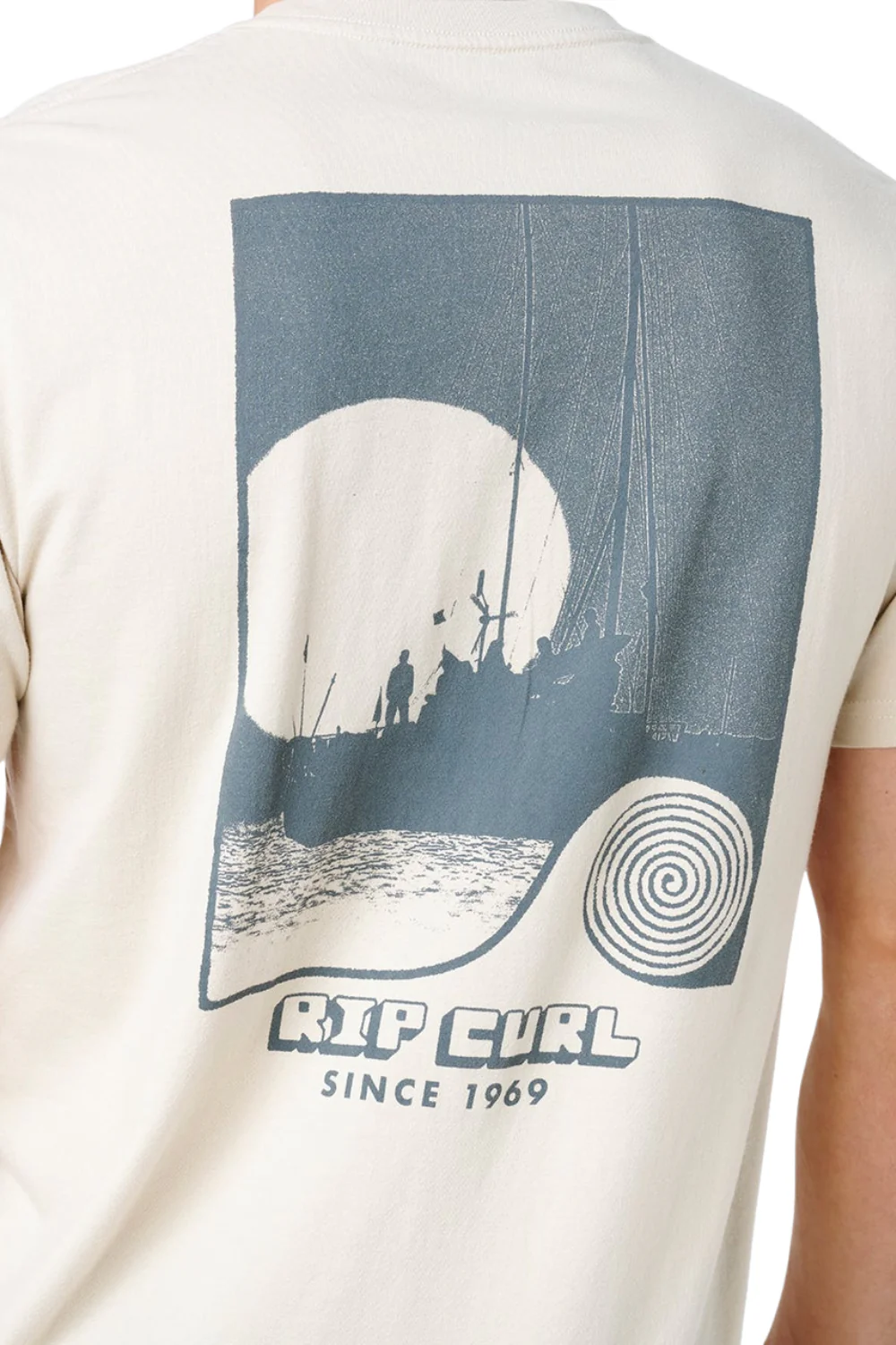 Rip Curl Artist Of The Search Sailboat Mens T-Shirt Vintage White - Image 5