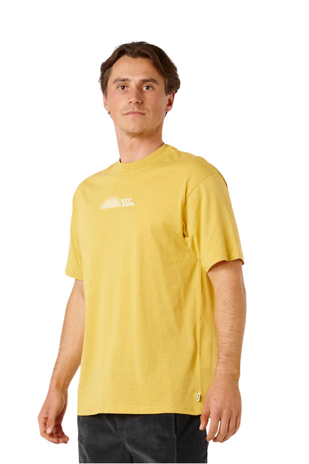 Rip Curl Artist Of The Search Thumb Print Mens T-Shirt Ochre - Image 3