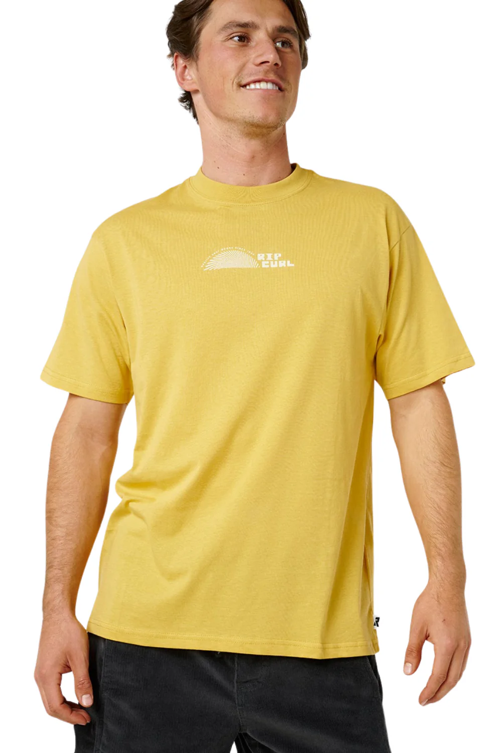 Rip Curl Artist Of The Search Thumb Print Mens T-Shirt Ochre - Image 4