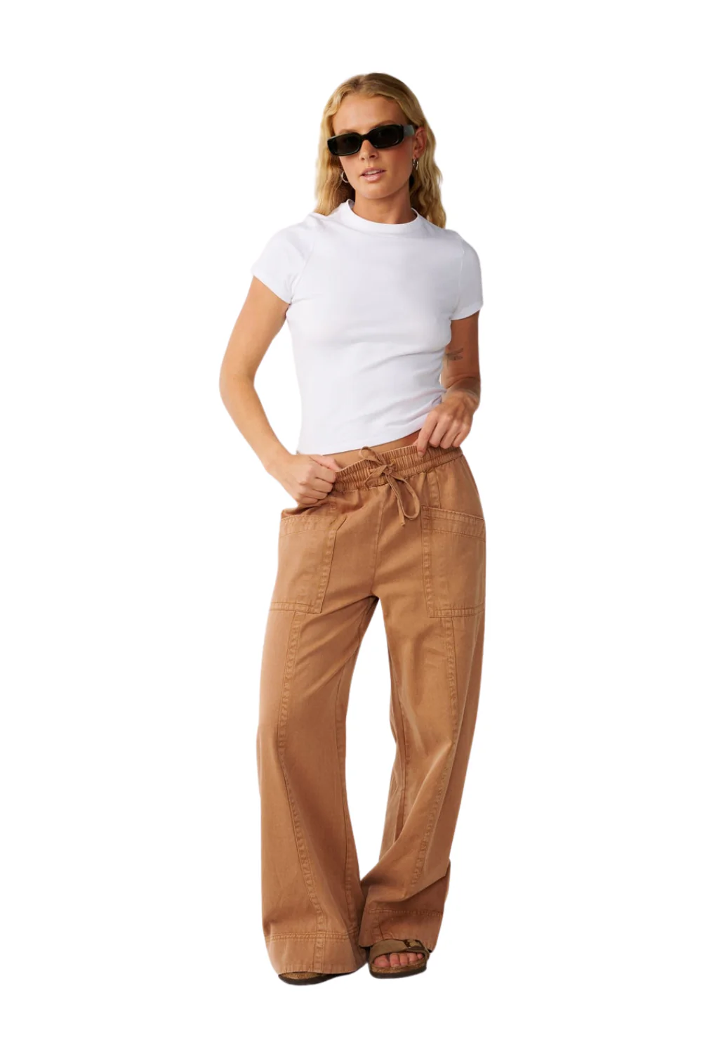 Rip Curl Bossa Nova Womens Twill Wide Leg Trousers Brown - Image 6